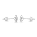 14K White Gold Lab-Grown Diamond Flat Halo Stud Earrings // New