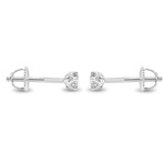 14K White Gold Lab-Grown Diamond Small Stud Earrings // New