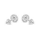 14K White Gold Lab-Grown Diamond Flat Halo Stud Earrings // New