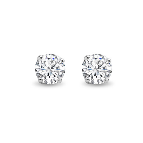 14K White Gold Lab-Grown Diamond Small Stud Earrings // New