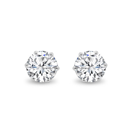 14K White Gold Lab-Grown Diamond Classic Large Stud Earrings // New