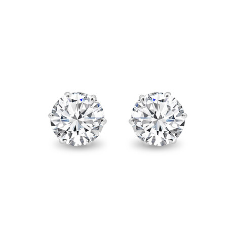 14K White Gold Lab-Grown Diamond Classic Medium Stud Earrings // New