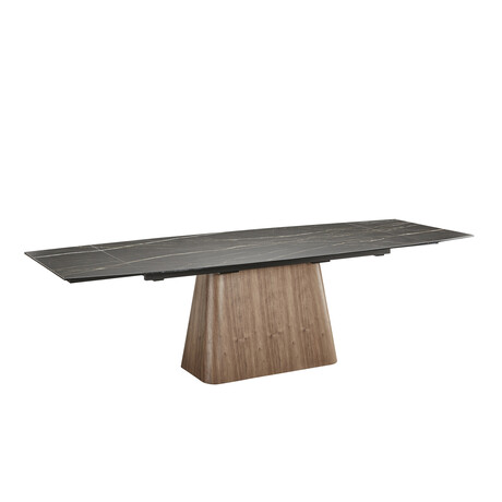 Totem Motorized Dining Table // Walnut Base + Black Marbled Porcelain Top