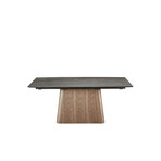 Totem Motorized Dining Table // Walnut Base + Black Marbled Porcelain Top