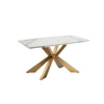 Icon Motorized Dining Table // Bronze Base + White Marbled Porcelain Top