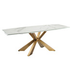 Icon Motorized Dining Table // Bronze Base + White Marbled Porcelain Top