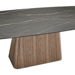 Totem Motorized Dining Table // Walnut Base + Black Marbled Porcelain Top