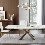 Icon Motorized Dining Table // Bronze Base + White Marbled Porcelain Top