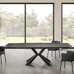 Icon Motorized Dining Table // Black Base + Black Marbled Porcelain Top