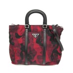 Prada // Tessuto Nylon + Leather Camouflage Shoulder Bag // Red // Pre-Owned