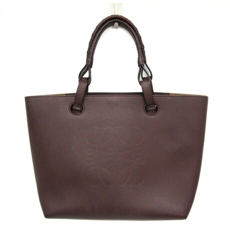 Loewe // Anagram Leather Tote Bag // Wine // Pre-Owned