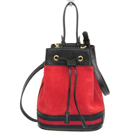 Gucci // Leather + Suede Shoulder Bag // Black + Navy + Red // Pre-Owned