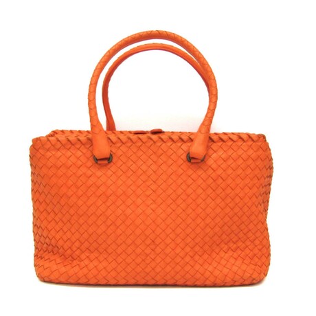 Bottega Veneta // Leather Intrecciato Handbag // Orange // Pre-Owned