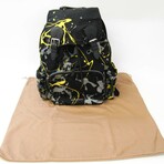 Burberry // Leather + Nylon Splash Print Backpack // Black + Gray + Yellow // Pre-Owned