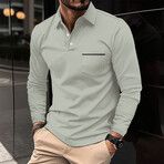 Long Sleeve Button Polo w/Pocket // Gray (XS)