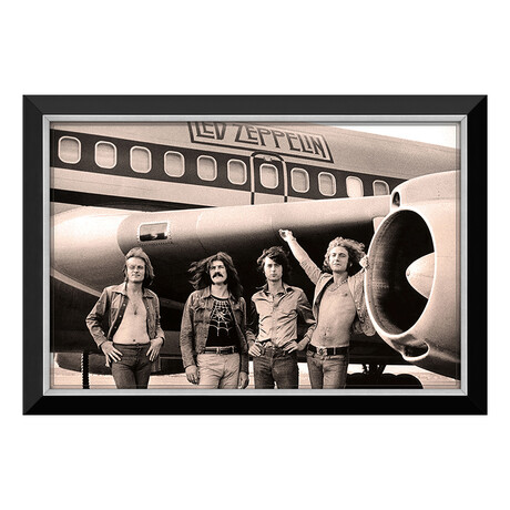 Led Zeppelin With The Starship Tour Plane - Framed Canvas - Facsimile Autographs