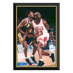 Michael Jordan & Kobe Bryant Framed Canvas - Facsimile Autographs