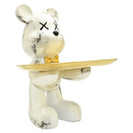 Adam & Friends Home Decor Butler Mouse With Tray Sculpture // 1-Piece // Off-White Marble