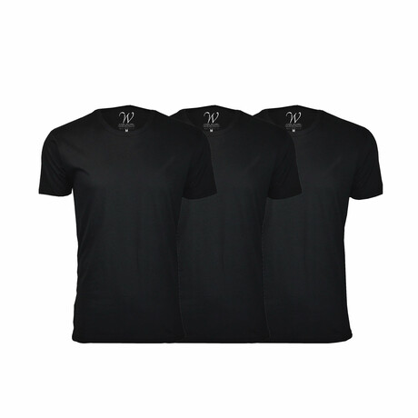 Pack of 3 Ultra Soft Suede Crewneck T-Shirts // Black (S)