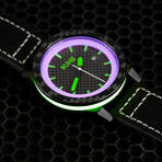 Joker Ultra Glow Carbon Fiber Automatic Watch // Green + Purple