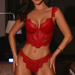 2 Piece Corset Amelia Set // Red (M)