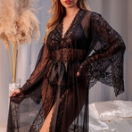 Goddess Of the Night Sheer Lace Robe // Black (L)