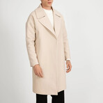 Plain Slim Fit Notch Collar Coat // Beige (2XL)