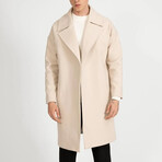 Plain Slim Fit Notch Collar Coat // Beige (2XL)