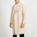 Plain Slim Fit Notch Collar Coat // Beige (2XL)