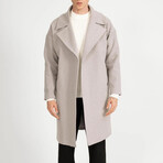 Plain Slim Fit Notch Collar Coat // Gray (2XL)