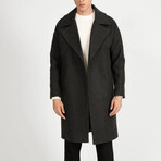 Plain Slim Fit Notch Collar Coat // Dark Gray (M)