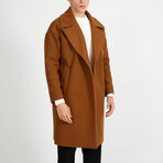 Plain Slim Fit Notch Collar Coat // Camel (M)