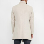 Plain Slim Fit Pointed Collar Buttoned Coat // Cream (XL)