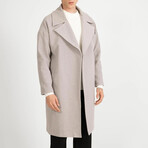 Plain Slim Fit Notch Collar Coat // Gray (2XL)