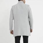 Plain Slim Fit Pointed Collar Buttoned Coat // Gray (S)