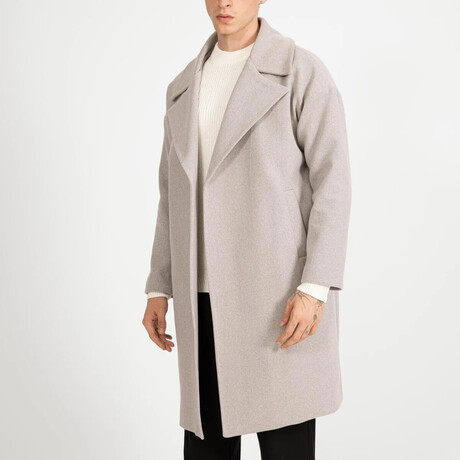 Plain Slim Fit Notch Collar Coat // Gray (S)