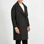 Plain Slim Fit Notch Collar Coat // Dark Gray (M)