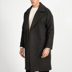 Plain Slim Fit Notch Collar Coat // Dark Gray (M)