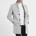 Plain Slim Fit Pointed Collar Buttoned Coat // Gray (S)