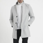 Plain Slim Fit Pointed Collar Buttoned Coat // Gray (S)