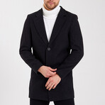 Notch Collar Buttoned Plain Coat // Black (M)