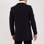 Notch Collar Buttoned Plain Coat // Black (M)