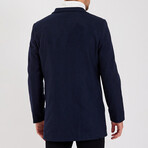 Notch Collar Buttoned Plain Coat // Navy Blue (S)