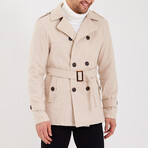 Epaulette Waist Belted Buttoned Plain Coat // Beige (S)