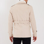 Epaulette Waist Belted Buttoned Plain Coat // Beige (S)