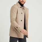 Epaulette Waist Belted Buttoned Plain Coat // Mink (M)