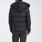 Hooded Slim fit Puffer Coat // Dark Blue (S)