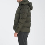 Hooded Slim fit Puffer Coat // Khaki (M)