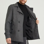 Epaulette Waist Belted Buttoned Plain Coat // Dark Gray (S)