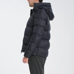 Hooded Slim fit Puffer Coat // Dark Blue (S)